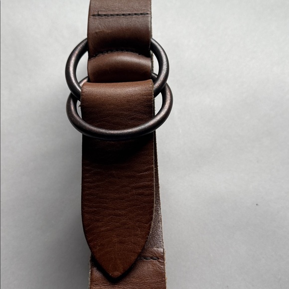 VTG GAP Leather Double Circle Slip Belt Womens M Brown distressed Y2K Western - Picture 3 of 8